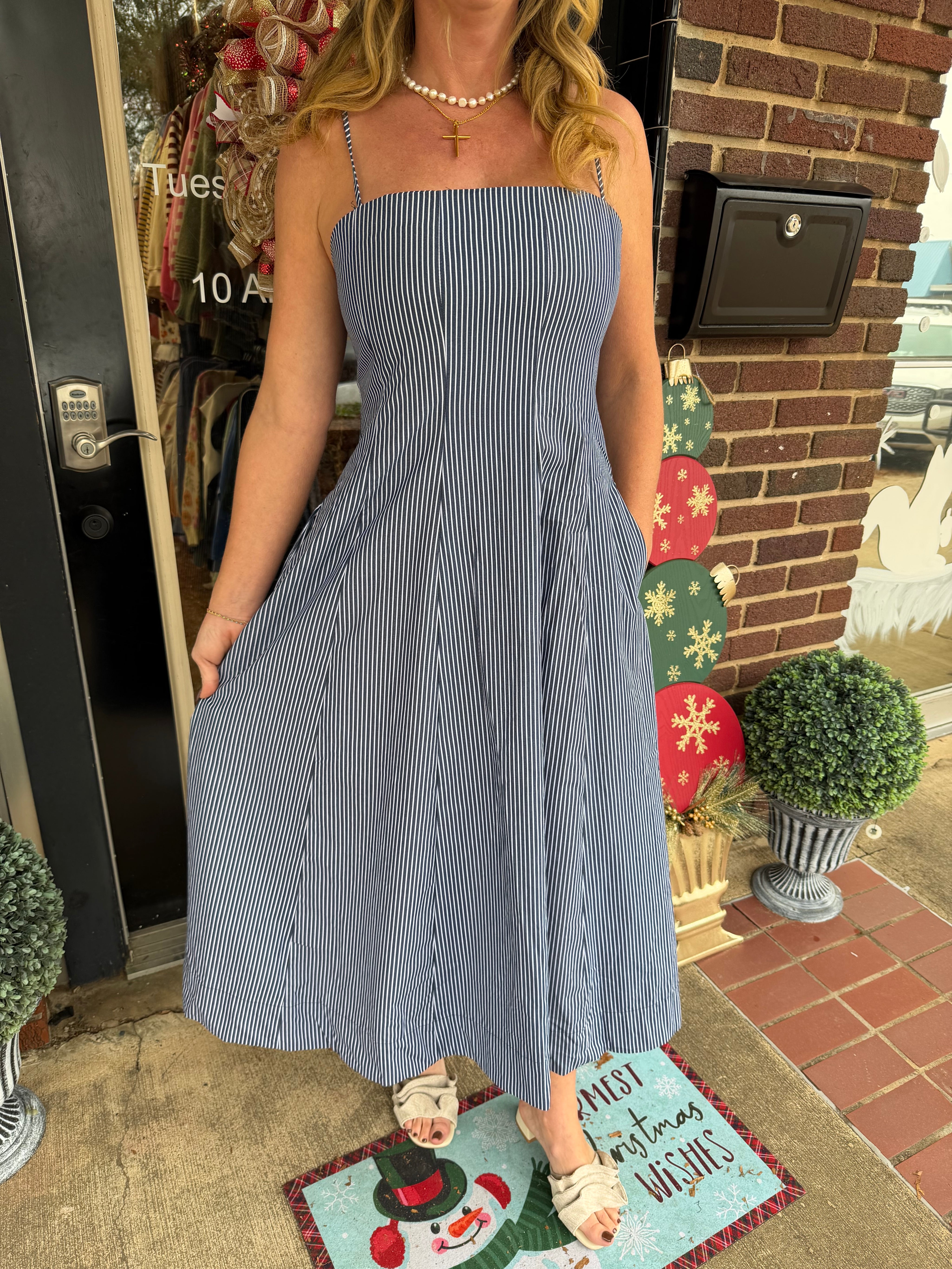 Harbor Breeze Striped Midi Dress