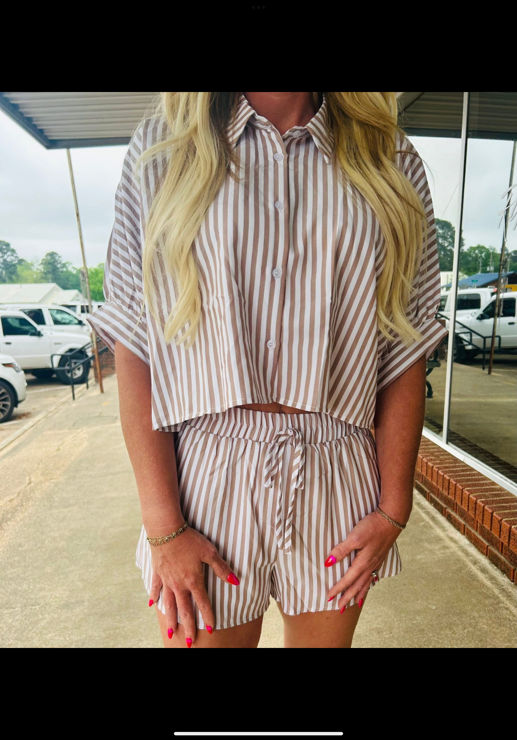 Brown pinstripe set