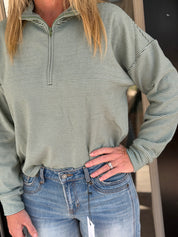 Striped Half-Zip Knit Pullover