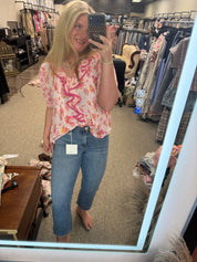 Blushing Petals Ruffle Floral Top