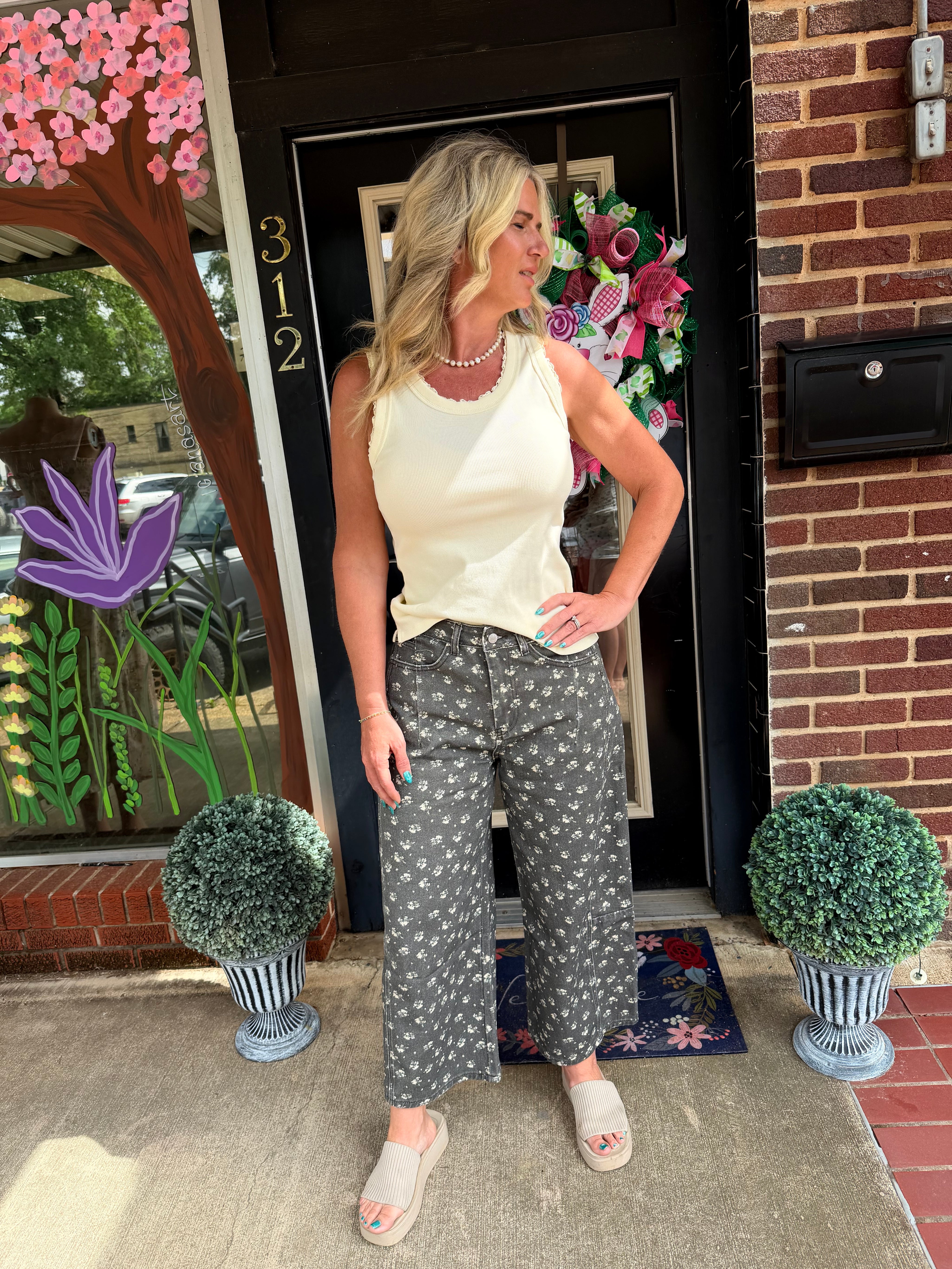 Charcoal floral pants