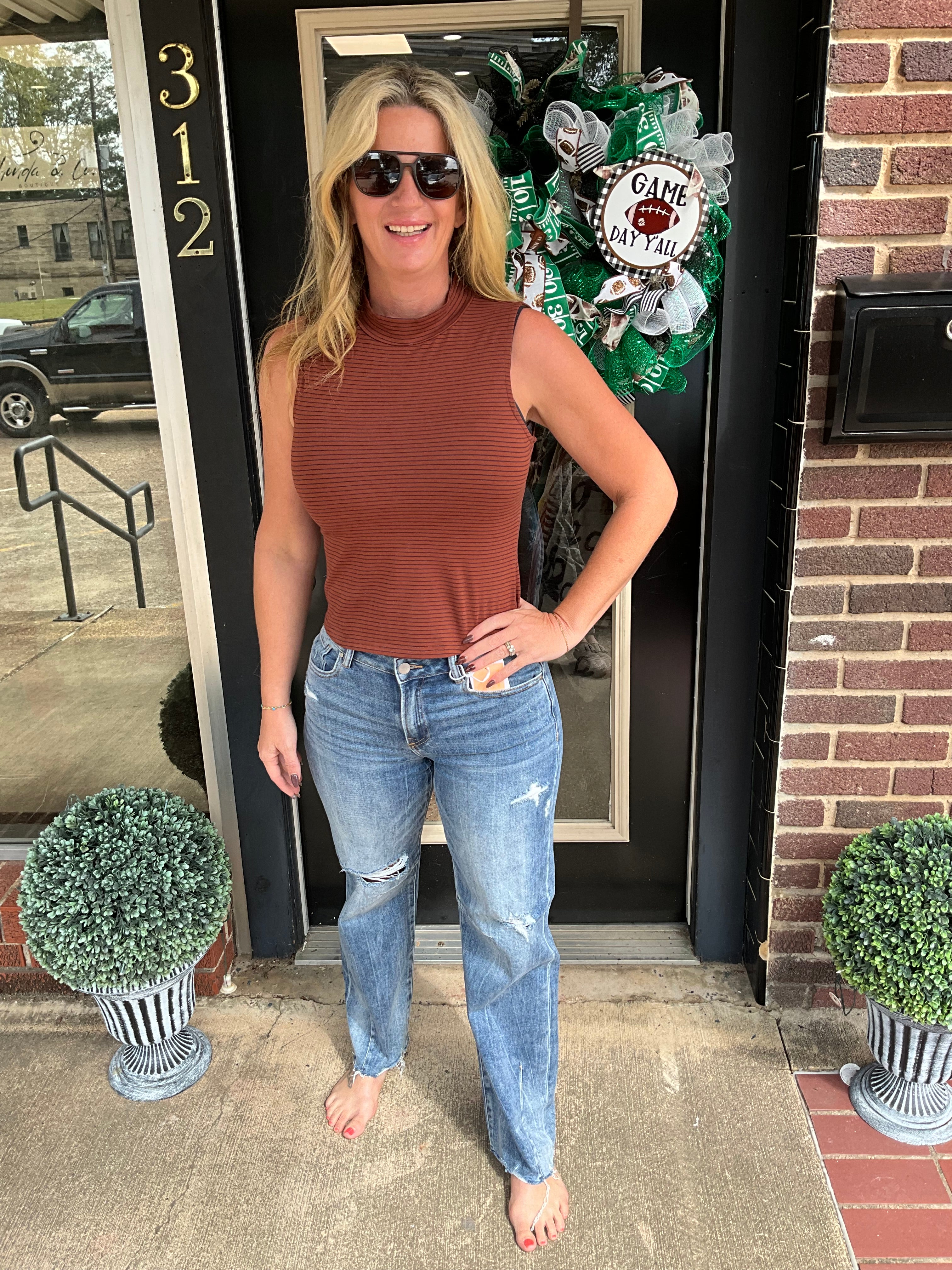 Rust striped top