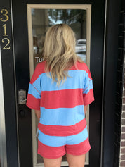 Harbor Stripe Half-Zip Lounge Set