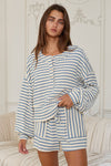 blue striped pullover