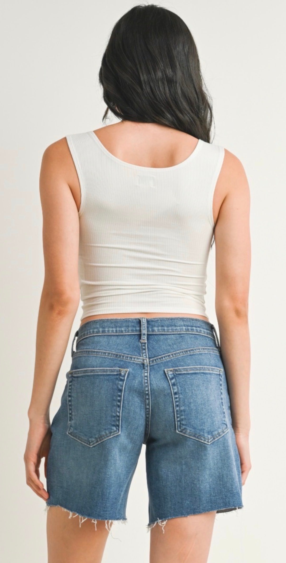 High-Waisted Just Black Denim Bermuda Shorts