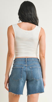 High-Waisted Just Black Denim Bermuda Shorts