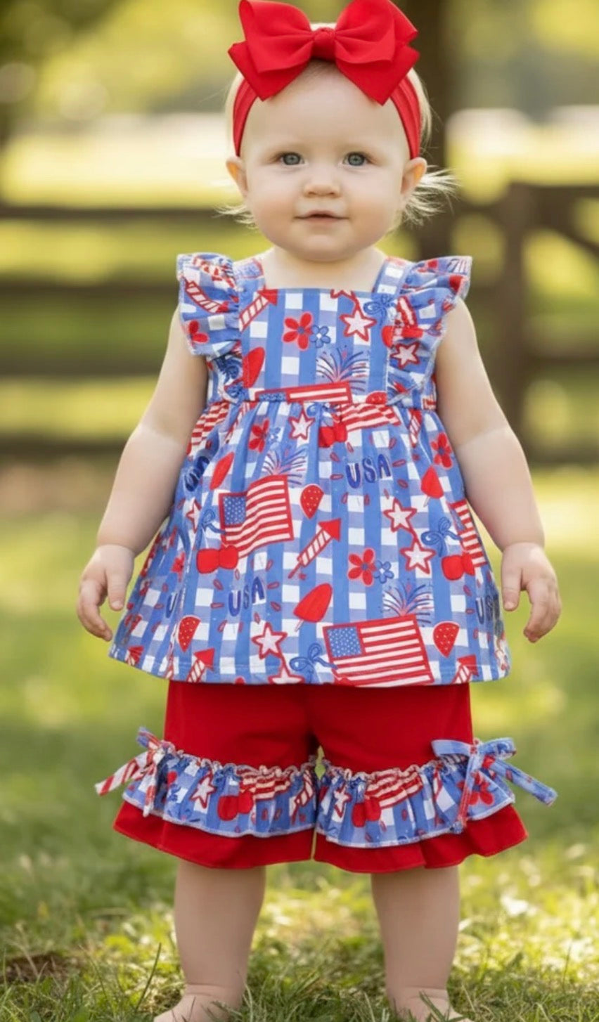 USA little girls outfit set