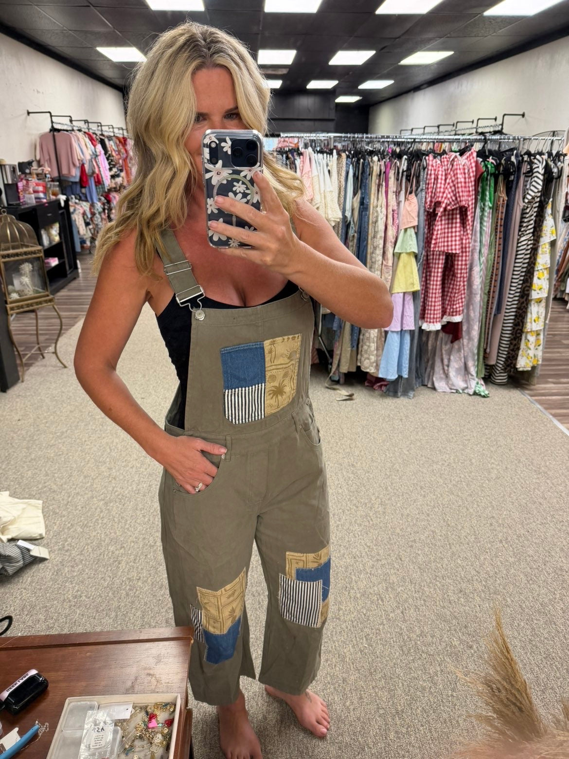 Patchwork Pocket Overalls