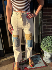 Coastal Patchwork Wide-Leg Pants