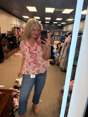 Blushing Petals Ruffle Floral Top