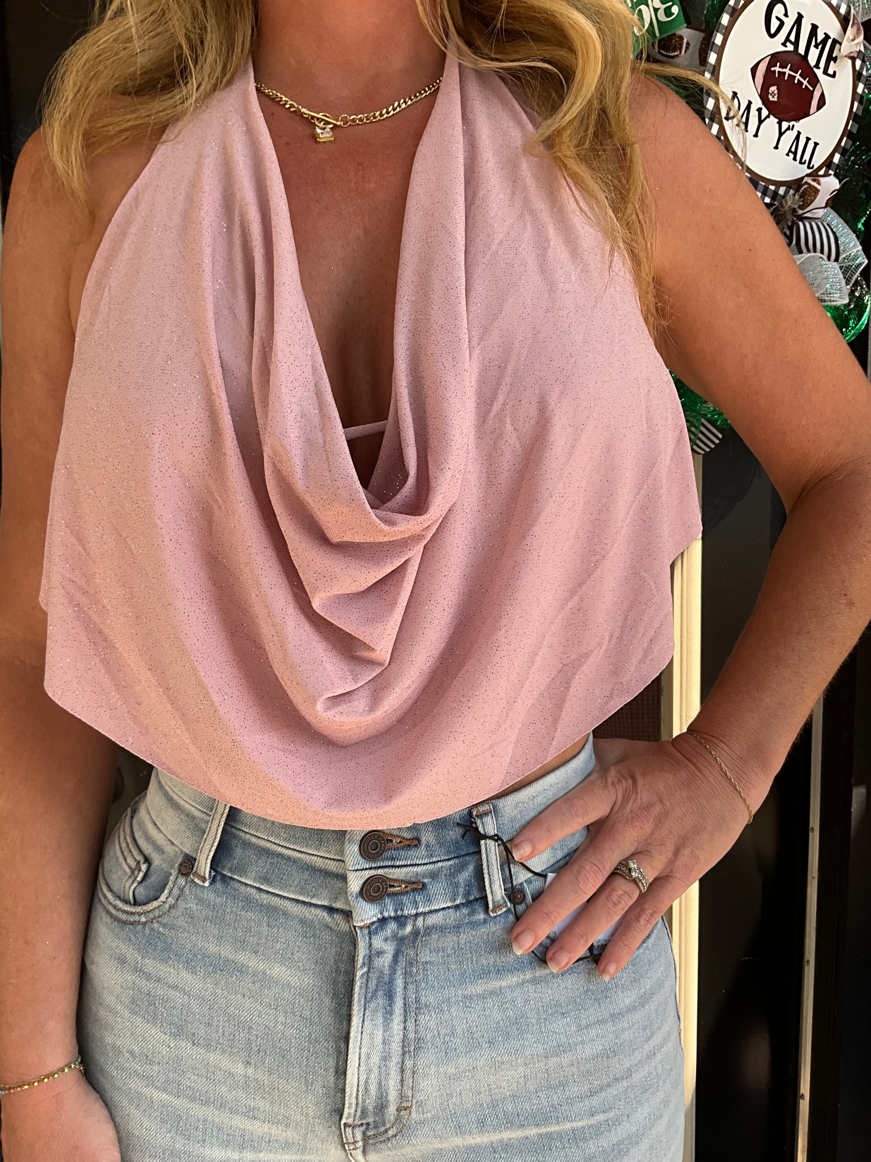 Pink haulter neck top