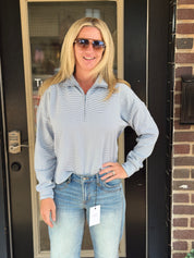 Striped Half-Zip Knit Pullover