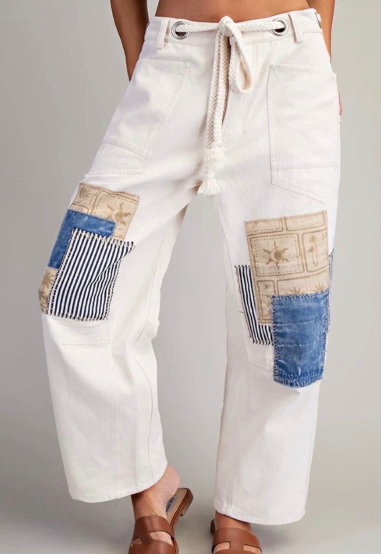 Coastal Patchwork Wide-Leg Pants