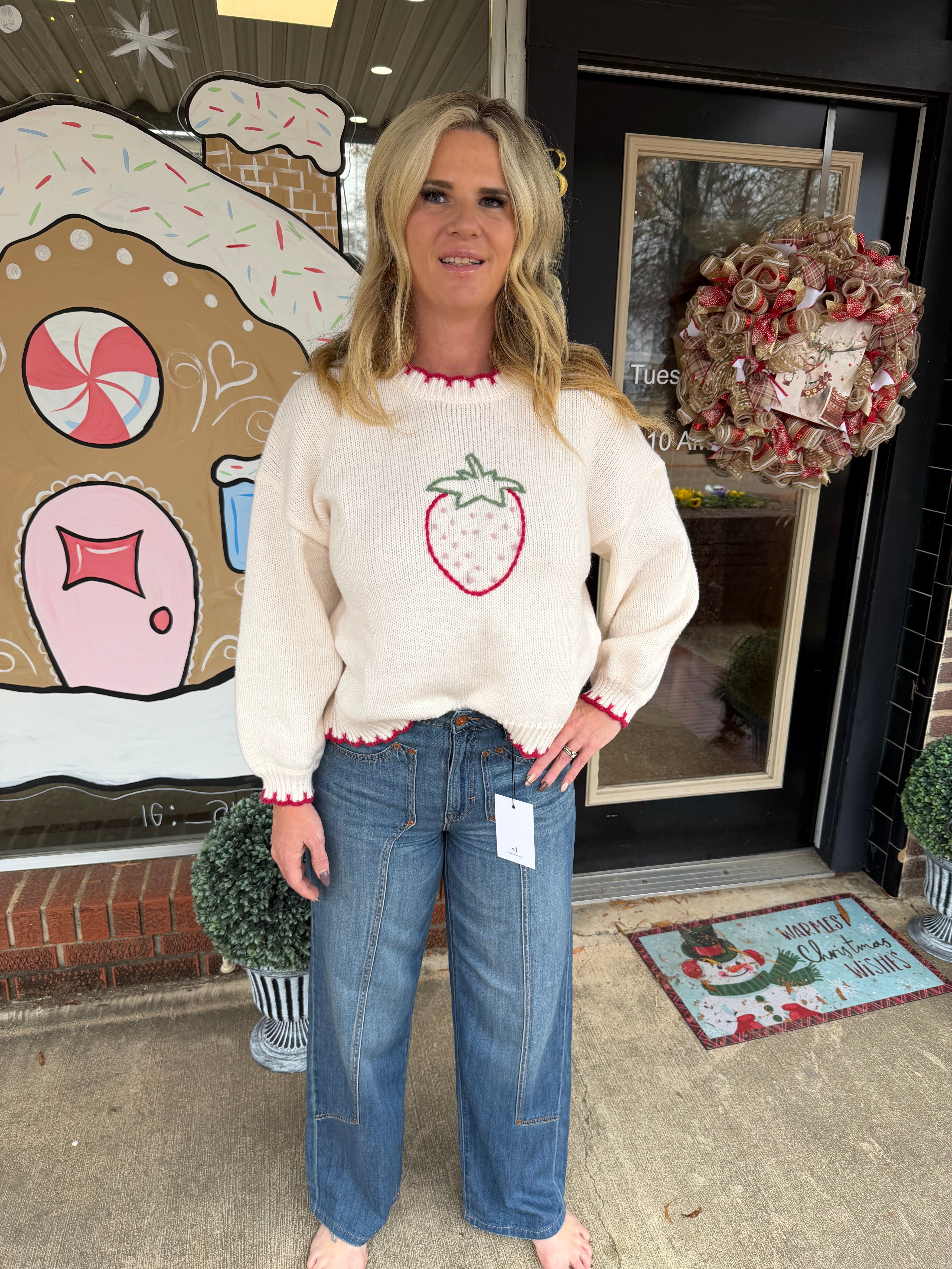 Strawberry stitched sweater
