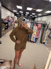 Ribbed Hooded Top & Shorts Set