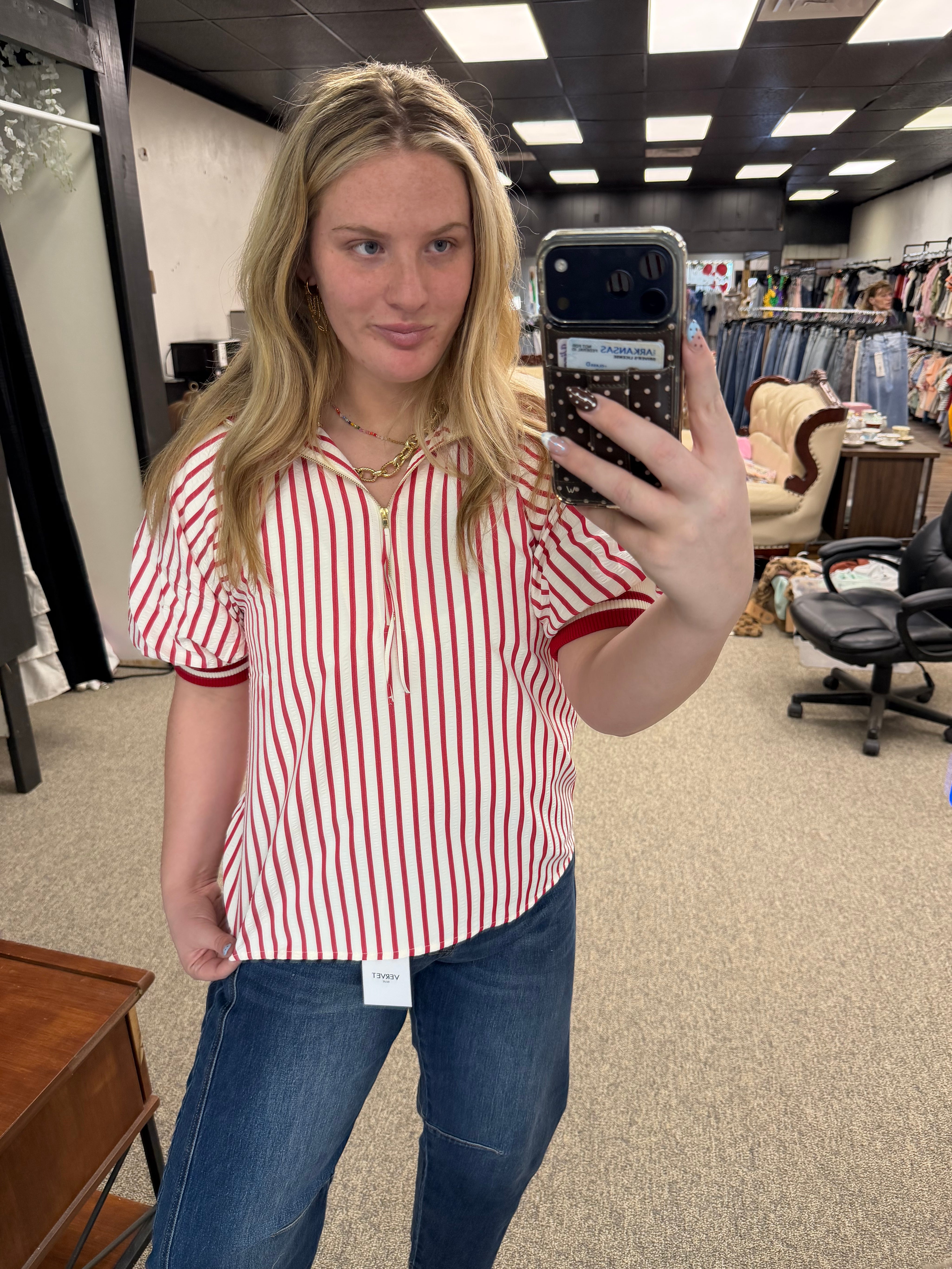 Red striped blouse
