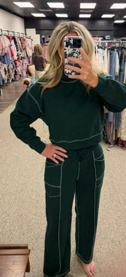 Vintage Havana Emerald Green Wide-Leg Pants