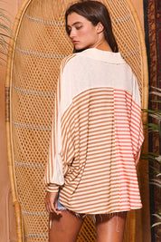 coral color block sweatshirt
