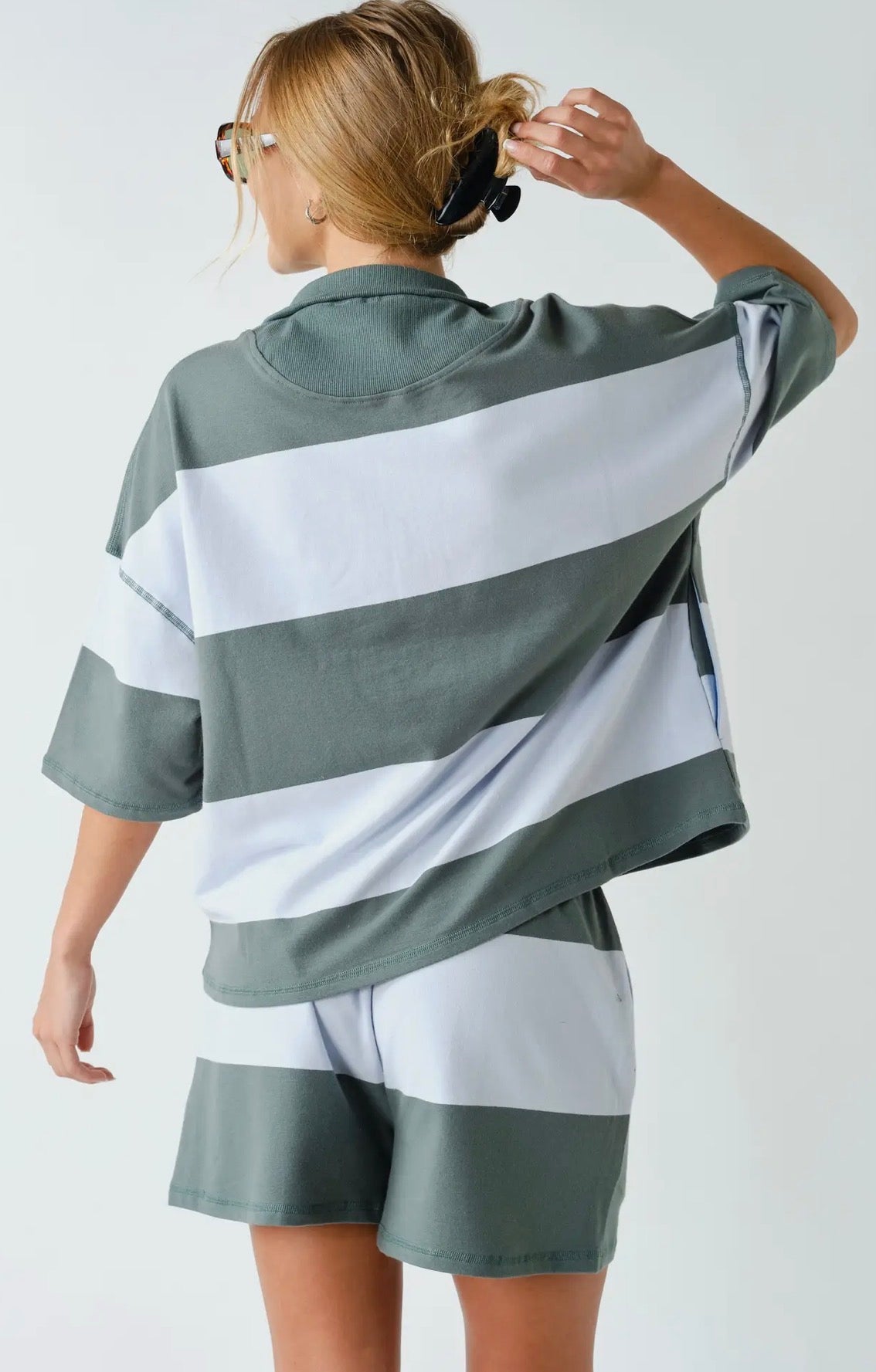 Harbor Stripe Half-Zip Lounge Set