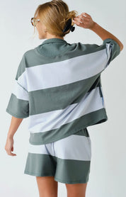 Harbor Stripe Half-Zip Lounge Set