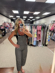 Pinstripe Cropped Overalls