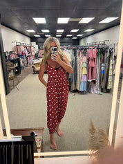 Polka Dot Sleeveless Jumpsuit | Black or Rust