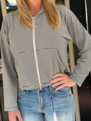 Striped Full-Zip Knit Hoodie