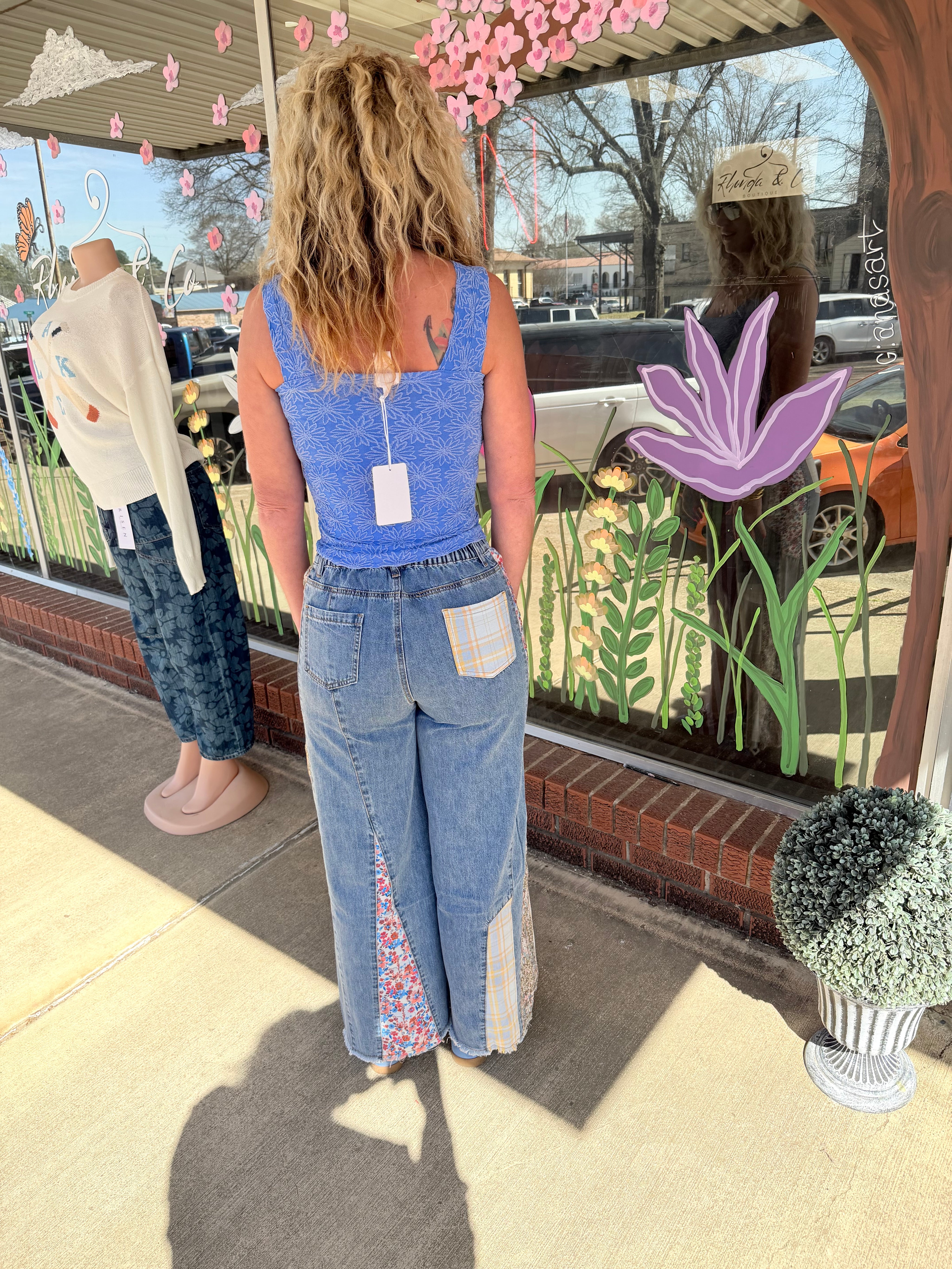 Boho Patchwork Wide Leg Denim Jeans