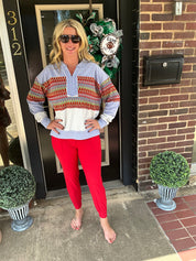 Easel rainbow stitch pullover