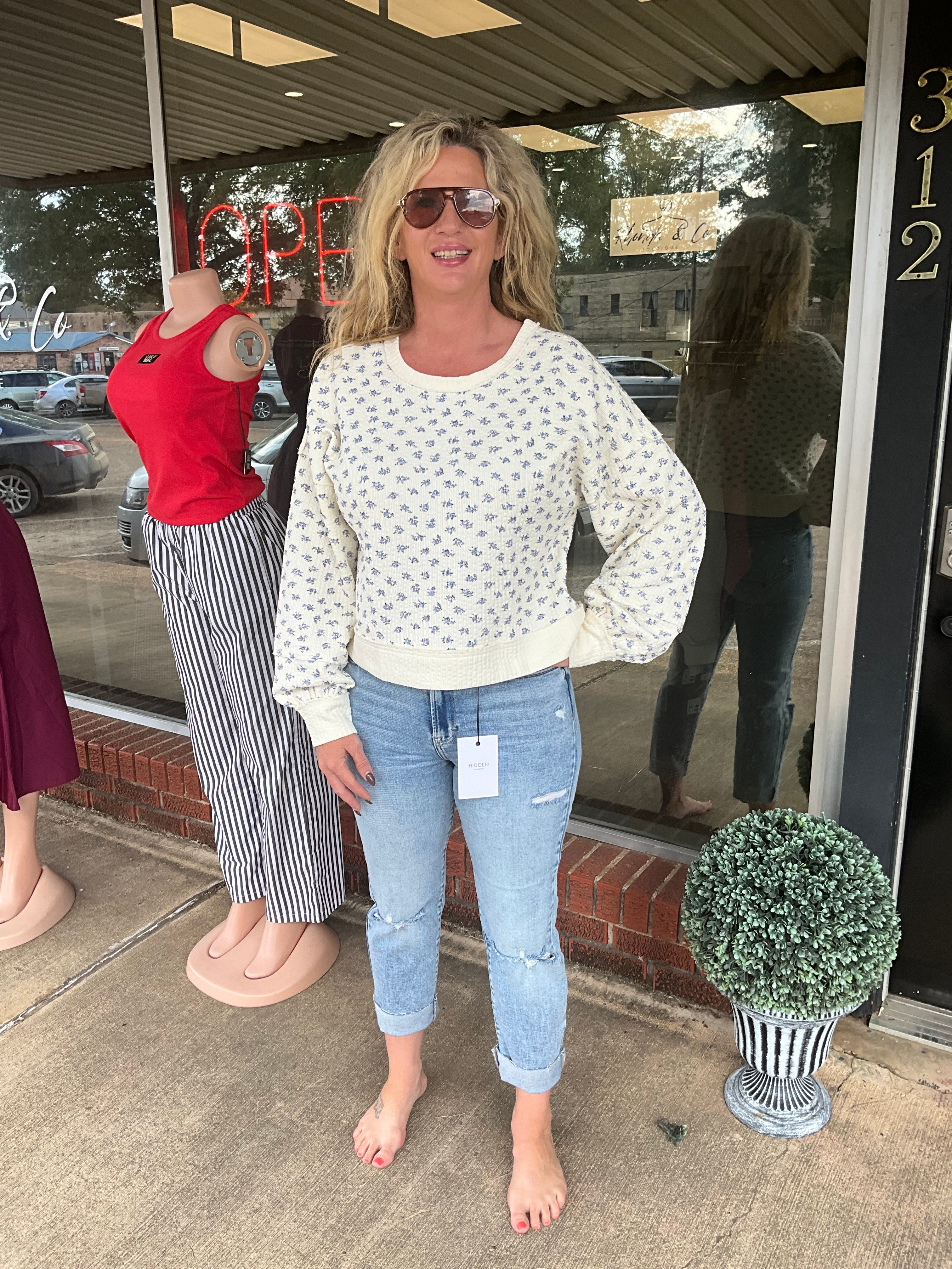 White floral sweatshirt