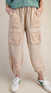 Boho Embroidered Cargo Jogger Pants