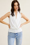 Sleeveless surplice top