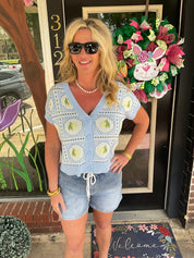 Summer Garden Crochet Button Cardigan
