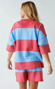Harbor Stripe Half-Zip Lounge Set