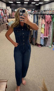 Downtown Denim Barrel-Leg Jumpsuit