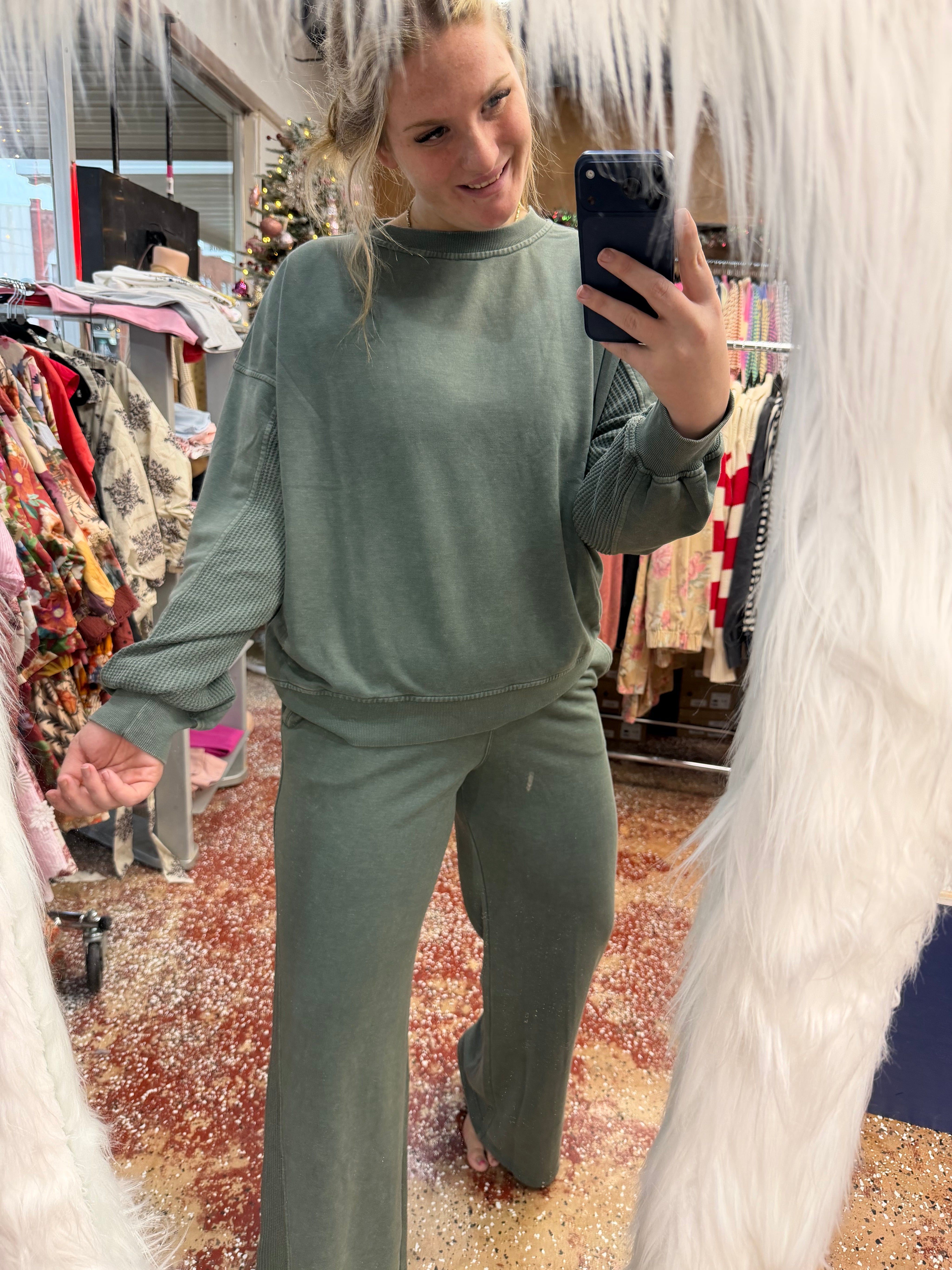 French Terry/ waffle knit sweatshirt