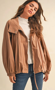 Caramel Cloud Funnel Neck Lightweight Jacket