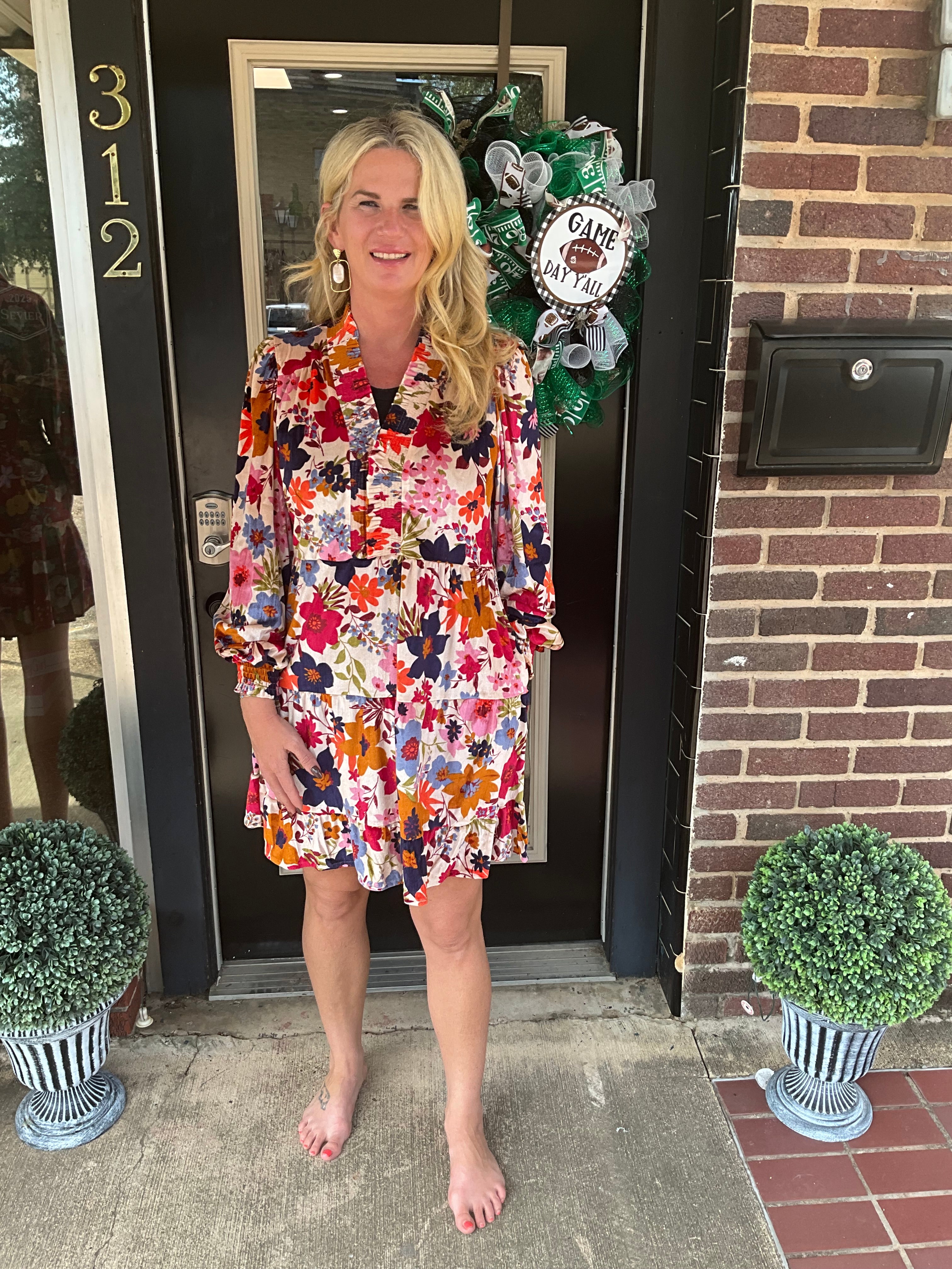 Velvet floral dress