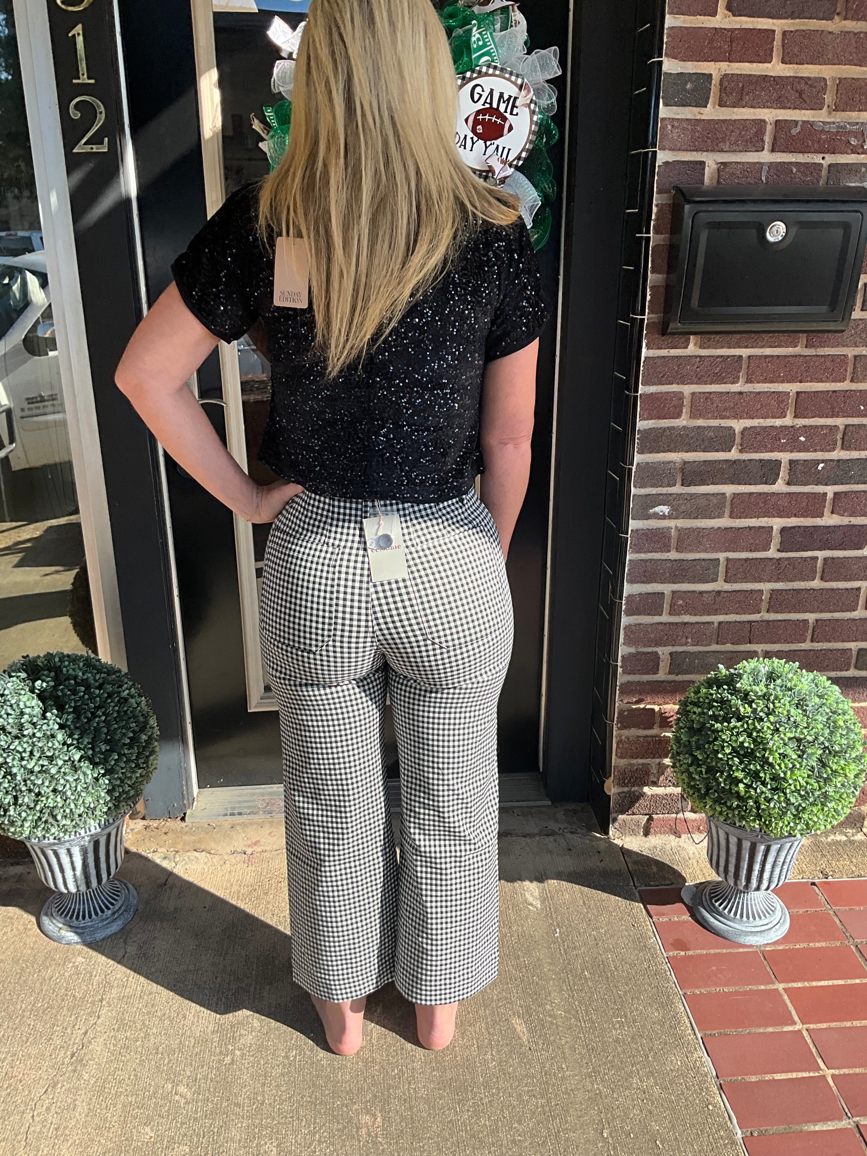 Black checkered pants