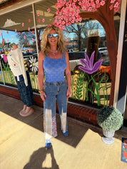 Boho Patchwork Wide Leg Denim Jeans
