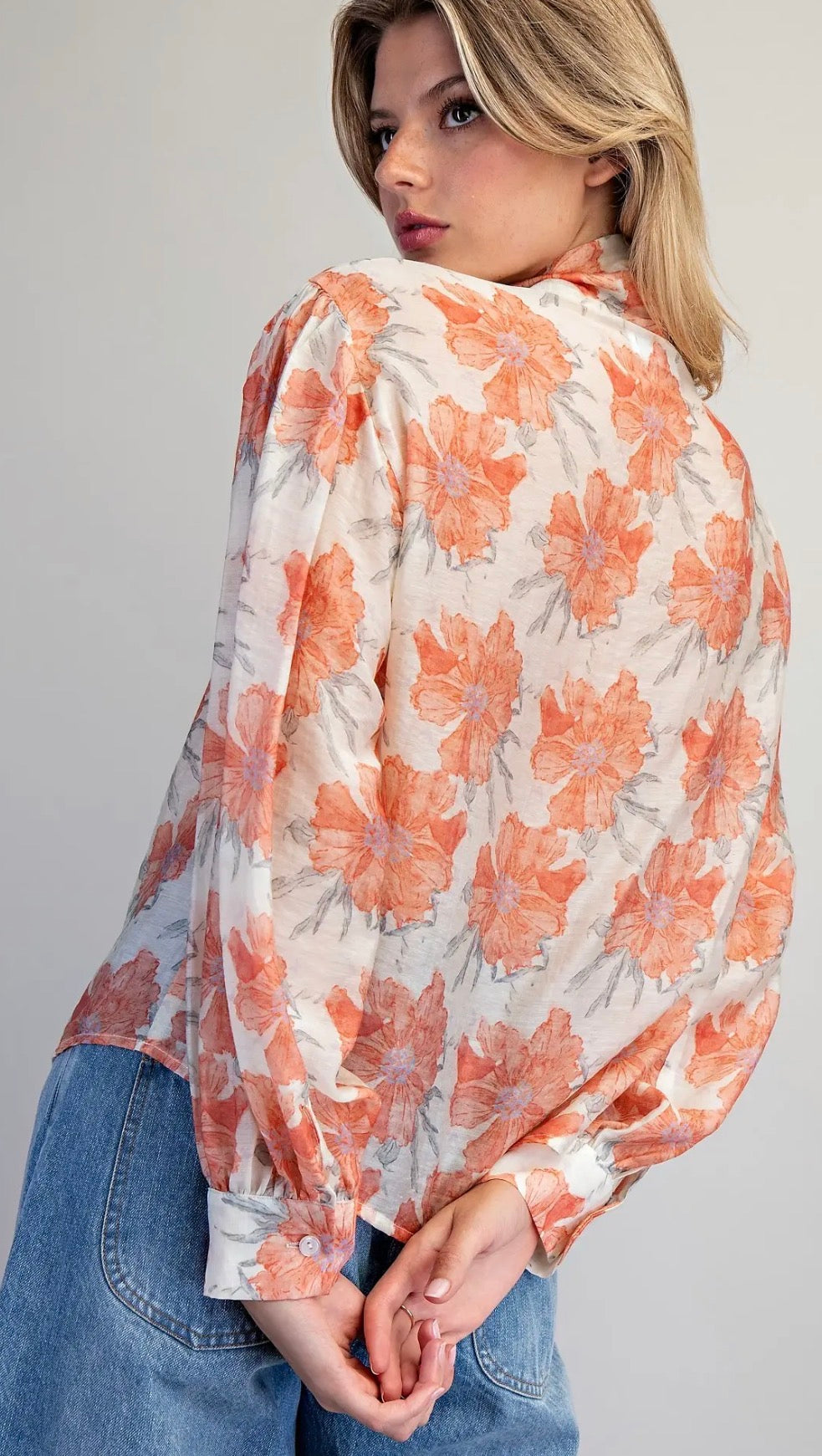 Blossom & Bow Tie-Neck Blouse