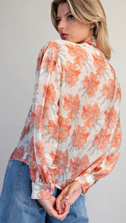 Blossom & Bow Tie-Neck Blouse