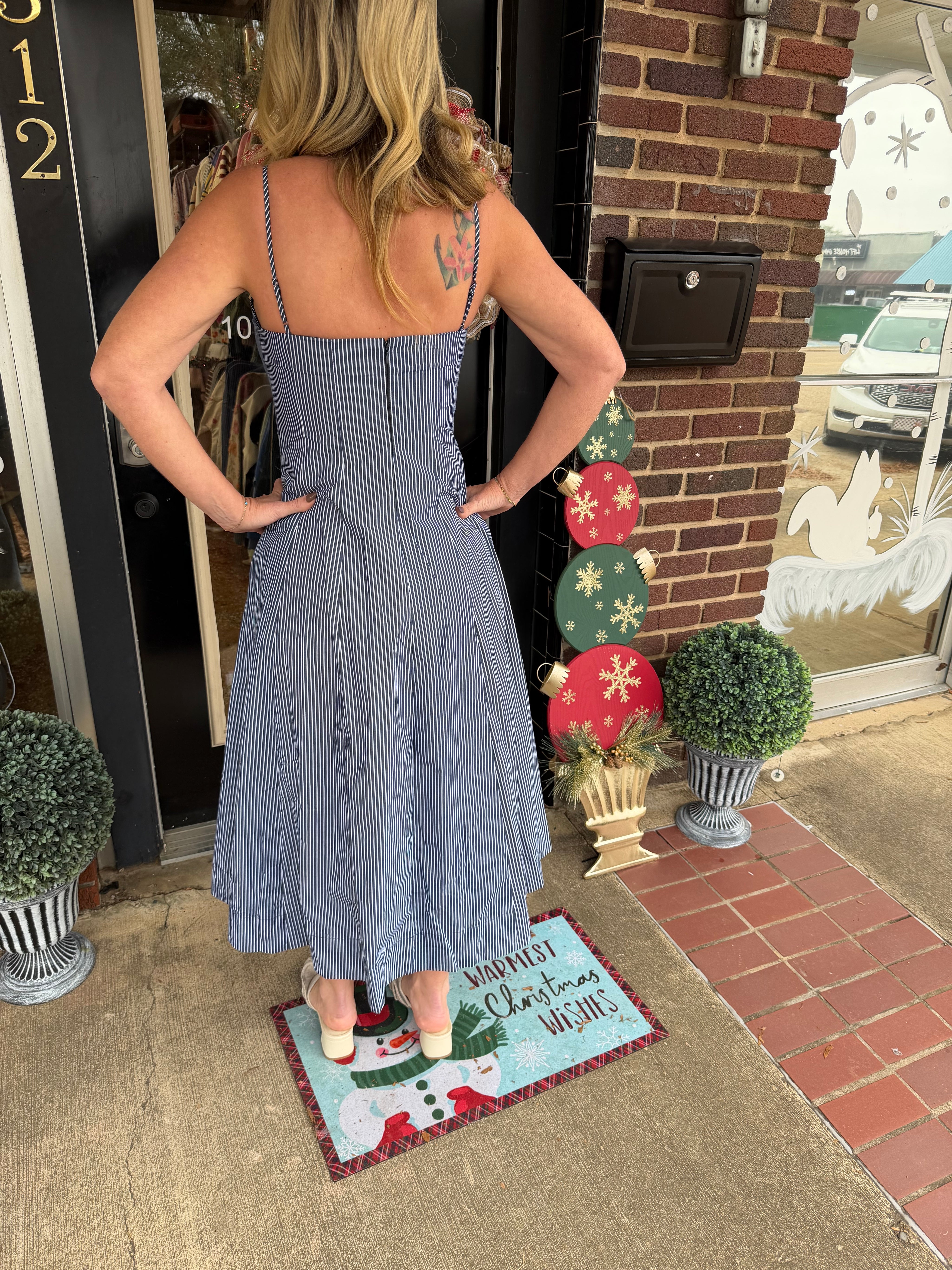 Harbor Breeze Striped Midi Dress