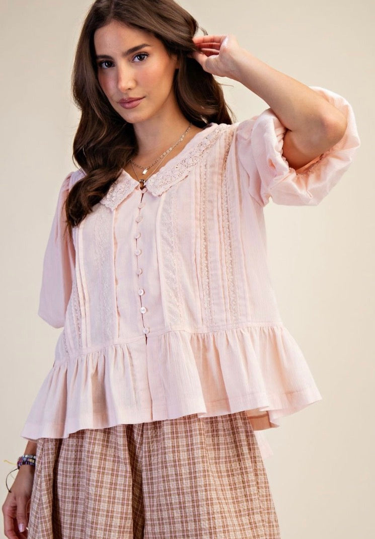 Blush Cottage Peplum Blouse