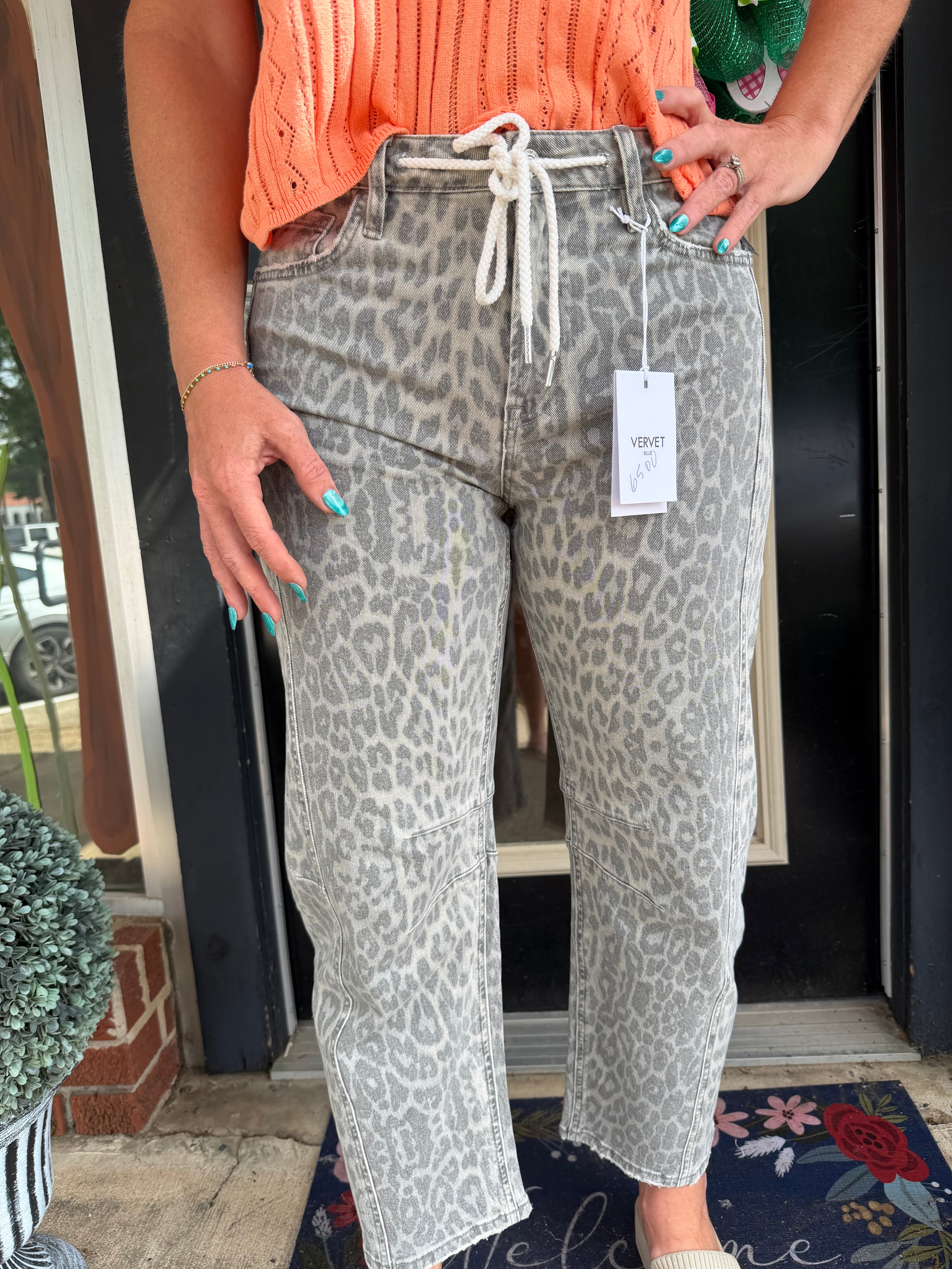 Vervet grey leopard jeans