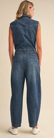 Downtown Denim Barrel-Leg Jumpsuit