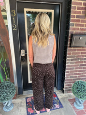 Mocha Meadow Floral Barrel Leg Pants