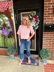 Short Sleeve Button Down Knit Cardigan