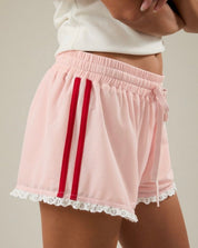 Varsity Sweetheart Lace Trim Shorts