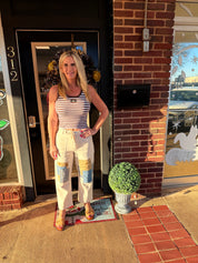 Coastal Patchwork Wide-Leg Pants